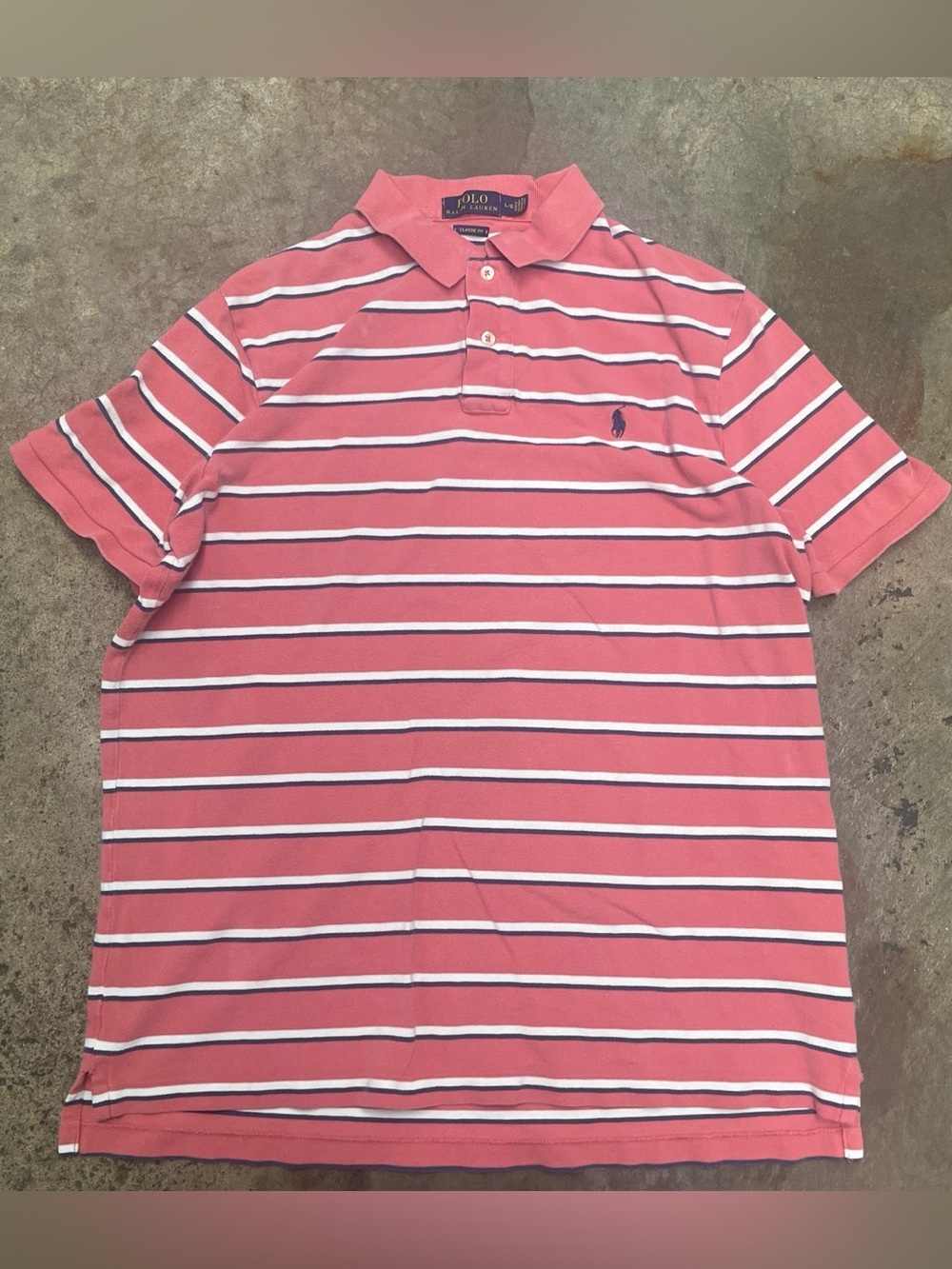 Polo Ralph Lauren Striped Polo Shirt Men’s Large Pink Business Casual Streetwear